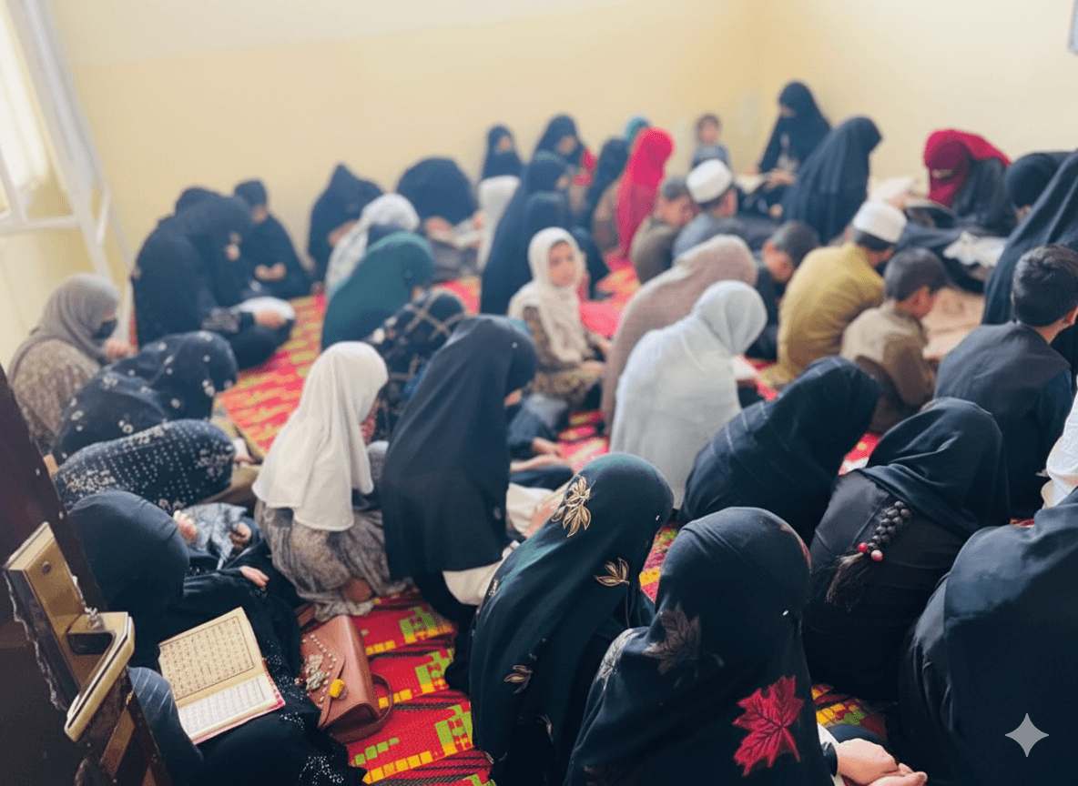 Afghan women and girls participating in educational programs and community learning