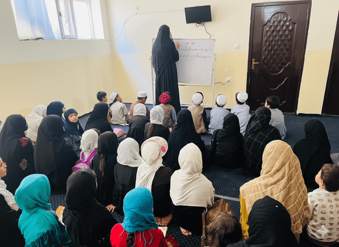 Students engaged in Farkhunda Foundation programs with dedicated teachers